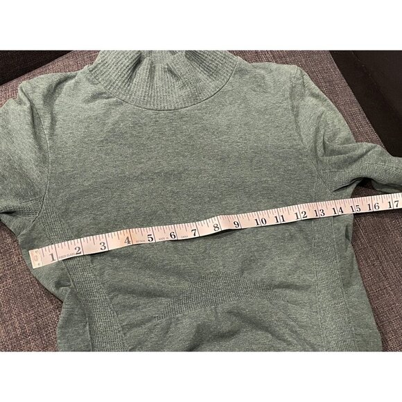 Athleta Green Pullover Mockneck Ruched Sweater with Thumbholes Sz M - Picture 7 of 10